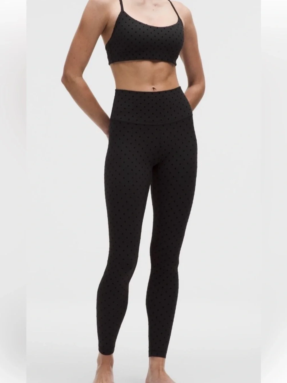Lululemon Align High Rise Pant 28” Black Flocked Polka Dot, Size 10